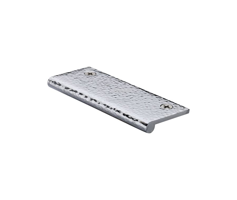 Heritage Brass Polished Chrome Edge Pull Cabinet Handle Hammered Design - 38mm Width 100mm