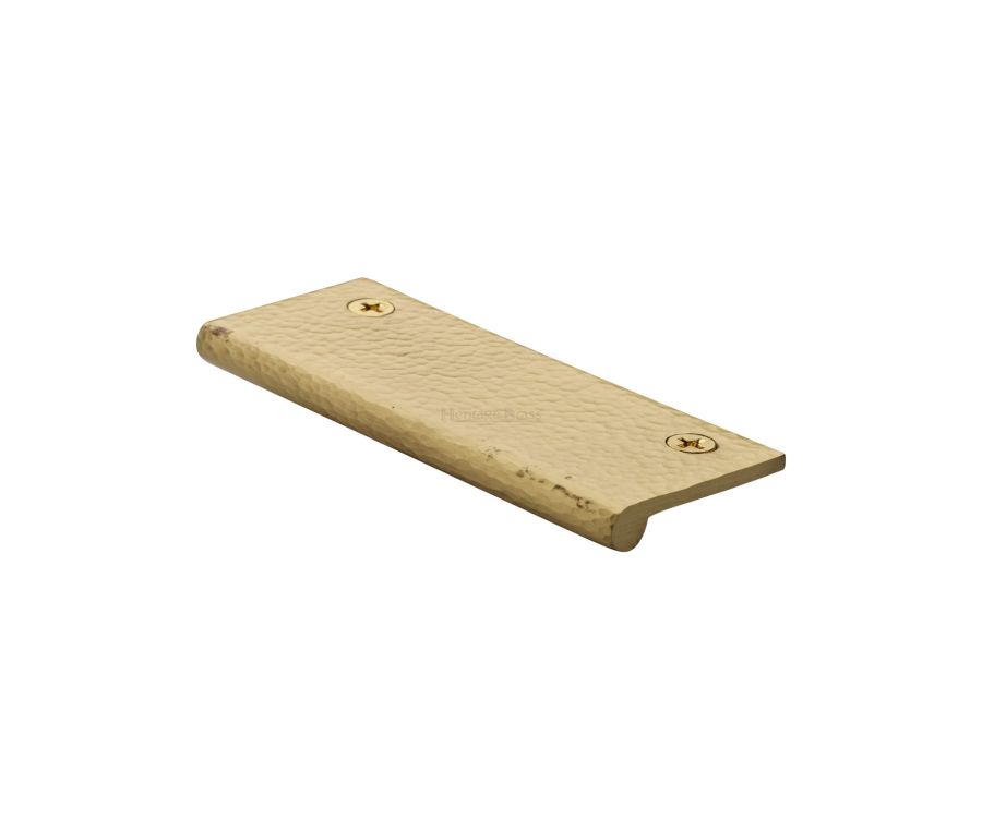 Heritage Brass Satin Brass Edge Pull Cabinet Handle Hammered Design - 38mm Width 100mm
