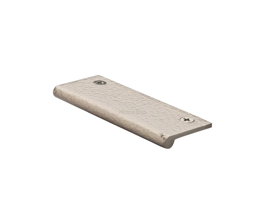 Heritage Brass Satin Nickel Edge Pull Cabinet Handle Hammered Design - 38mm Width 100mm