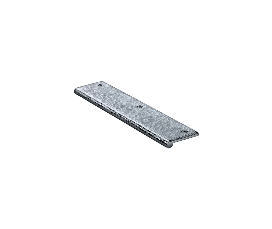 Heritage Brass Polished Chrome Edge Pull Cabinet Handle Hammered Design - 38mm Width 200mm