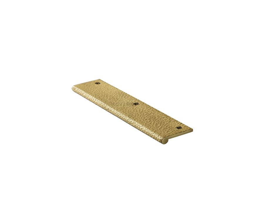 Heritage Brass Satin Brass Edge Pull Cabinet Handle Hammered Design - 38mm Width 200mm
