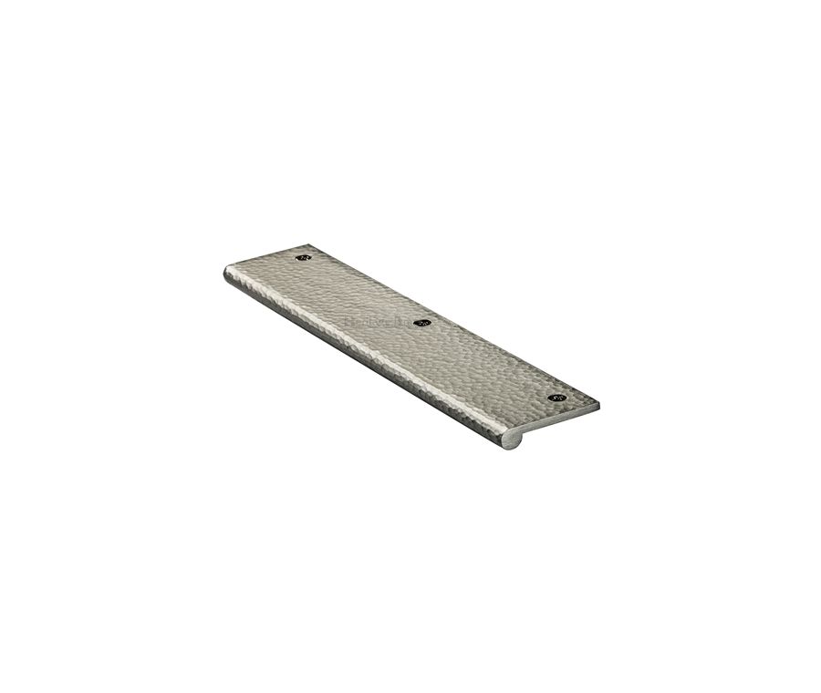 Heritage Brass Satin Nickel Edge Pull Cabinet Handle Hammered Design - 38mm Width 200mm