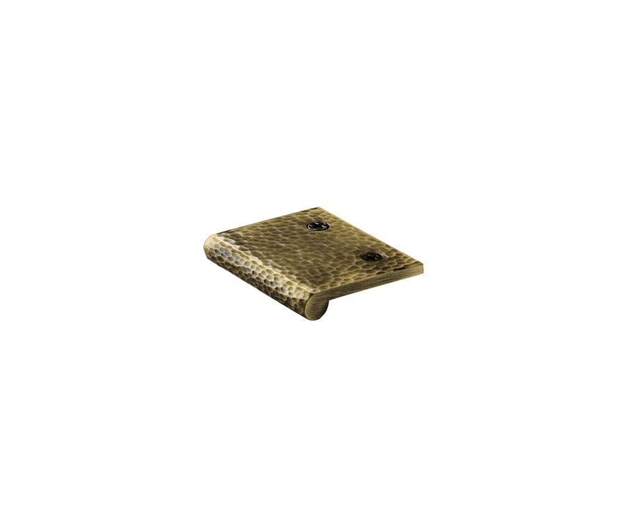 Heritage Brass Antique Brass Edge Pull Cabinet Handle Hammered Design - 38mm Width 50mm