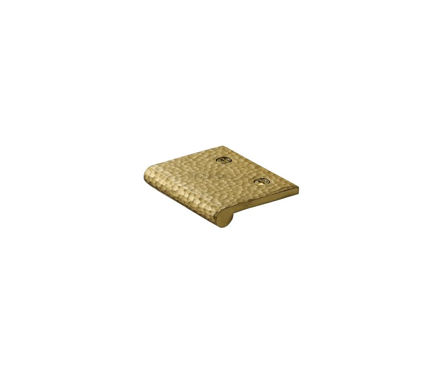Heritage Brass Satin Brass Edge Pull Cabinet Handle Hammered Design - 38mm Width 50mm