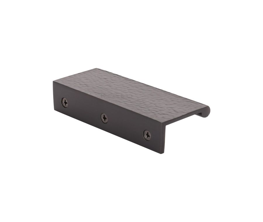 Heritage Brass Matt Bronze Edge Pull Cabinet Handle Hammered Design - 40mm Width 100mm