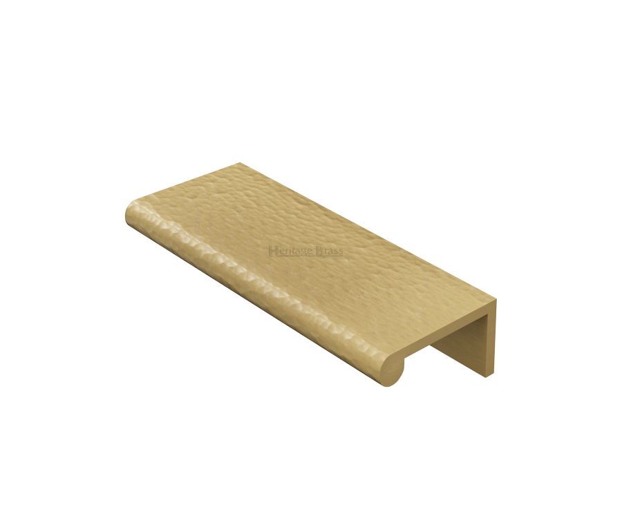 Heritage Brass Satin Brass Edge Pull Cabinet Handle Hammered Design - 40mm Width 100mm