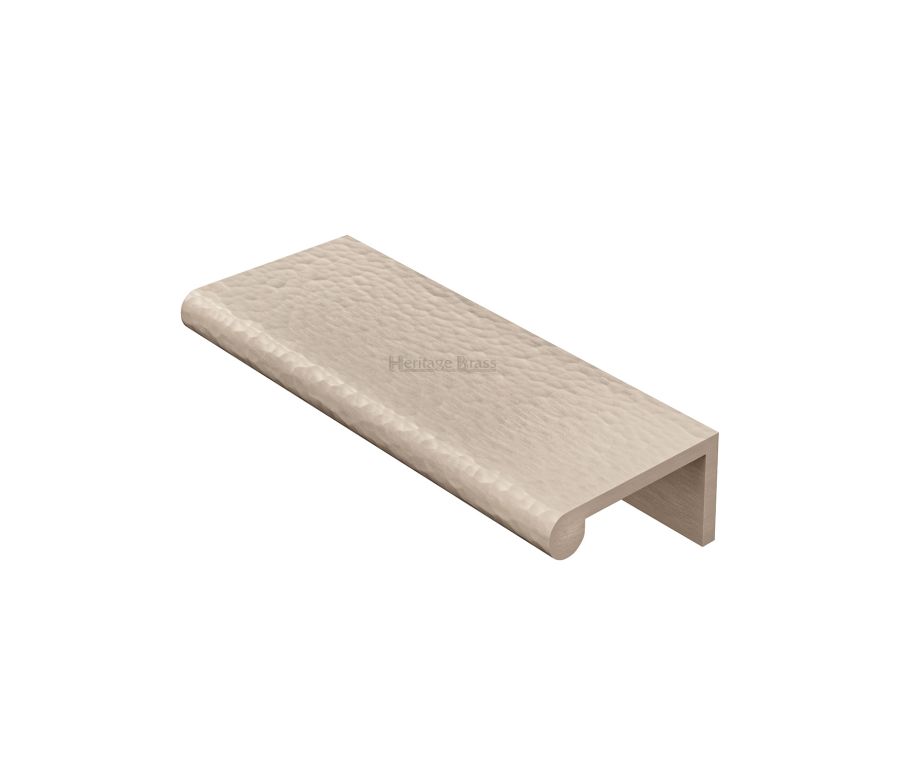 Heritage Brass Satin Nickel Edge Pull Cabinet Handle Hammered Design - 40mm Width 100mm