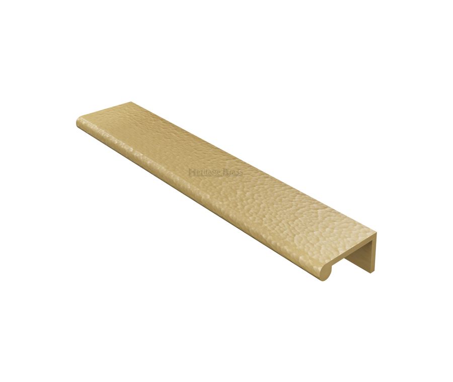 Heritage Brass Satin Brass Edge Pull Cabinet Handle Hammered Design - 40mm Width 200mm