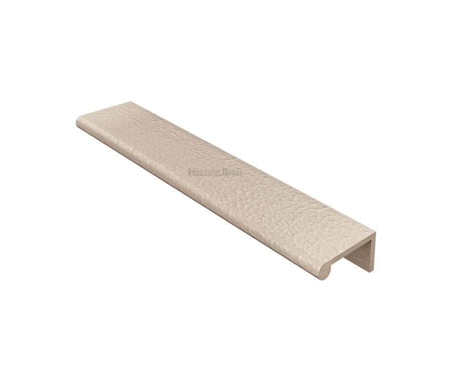 Heritage Brass Satin Nickel Edge Pull Cabinet Handle Hammered Design - 40mm Width 200mm