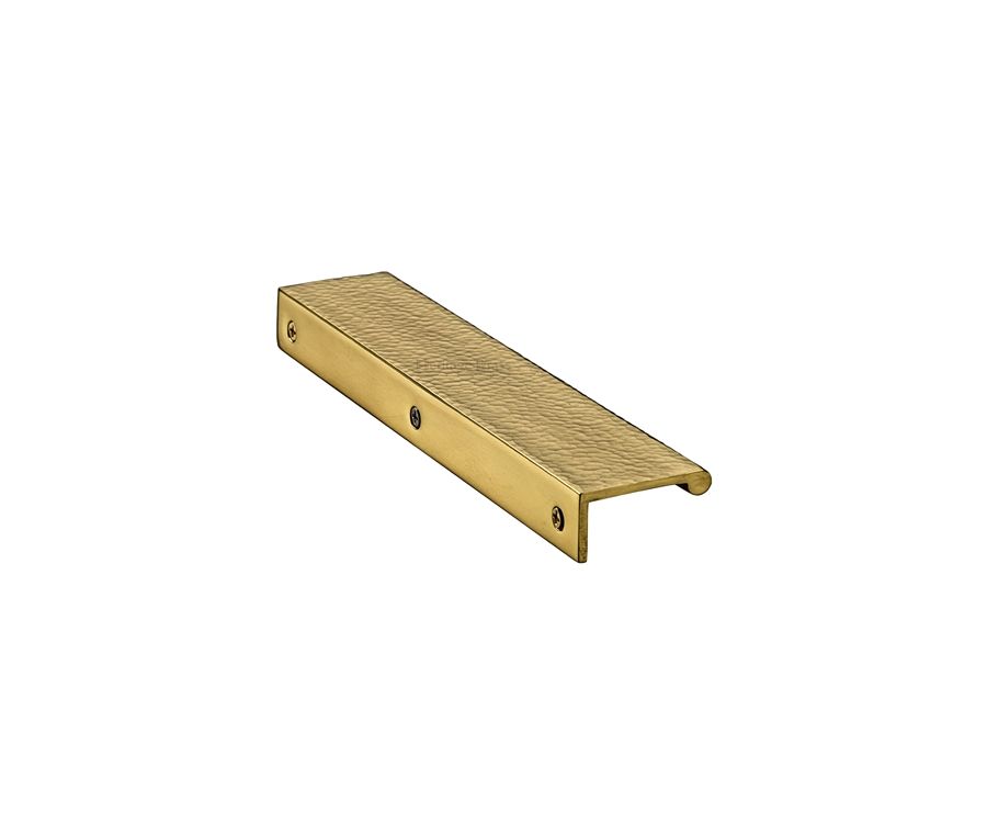 Heritage Brass Polished Brass Edge Pull Cabinet Handle Hammered Design - 40mm Width 200mm