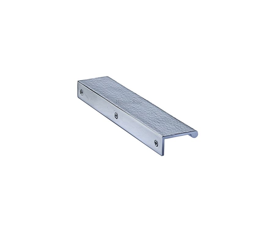 Heritage Brass Polished Chrome Edge Pull Cabinet Handle Hammered Design - 40mm Width 200mm