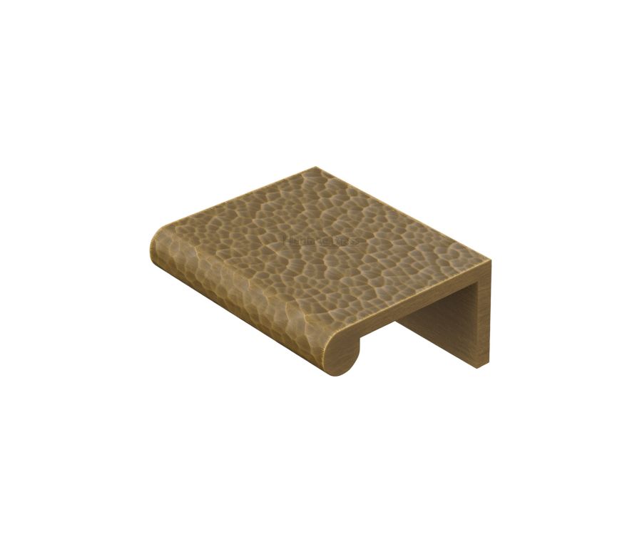 Heritage Brass Antique Brass Edge Pull Cabinet Handle Hammered Design - 40mm Width 50mm