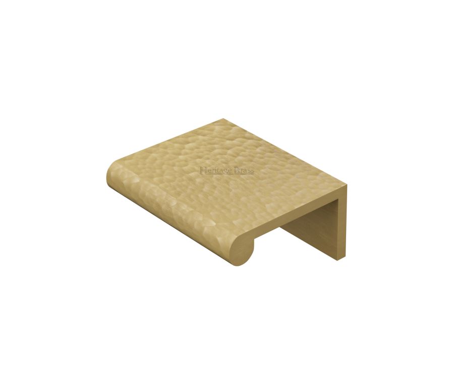 Heritage Brass Satin Brass Edge Pull Cabinet Handle Hammered Design - 40mm Width 50mm