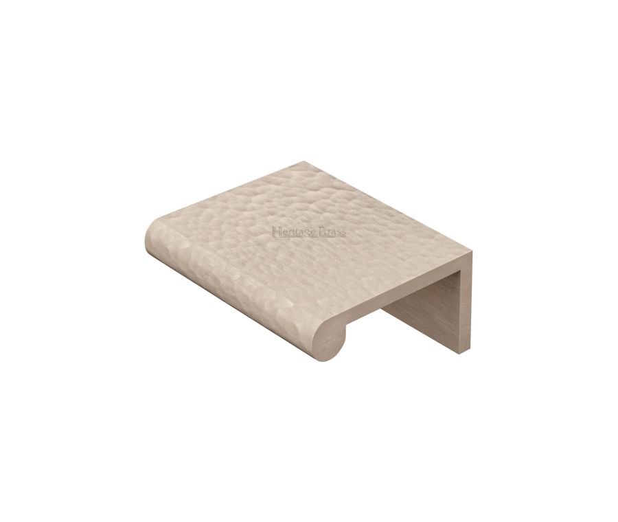 Heritage Brass Satin Nickel Edge Pull Cabinet Handle Hammered Design - 40mm Width 50mm