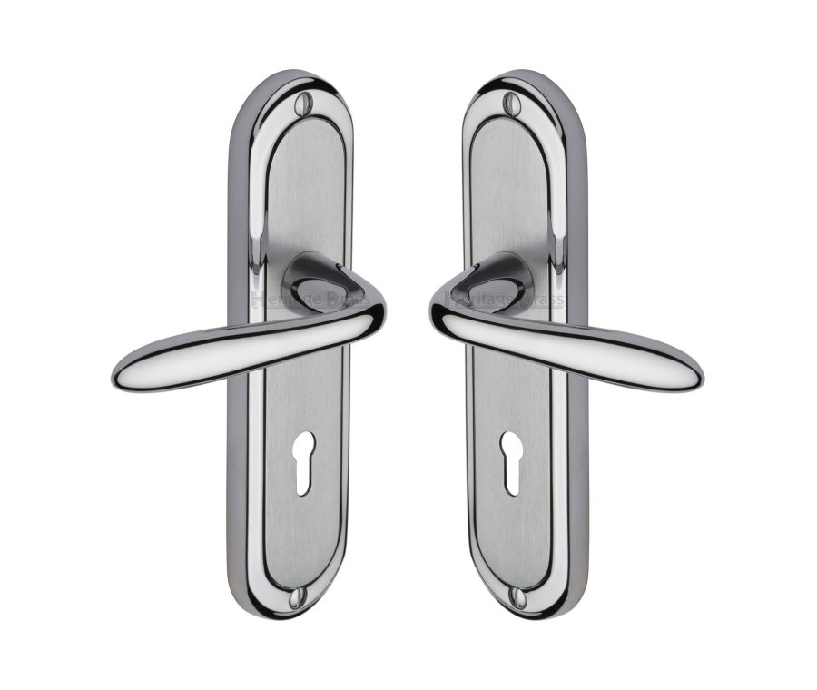 Heritage Brass Apollo Finish Henley Door Handle on Plate - Lever Lock