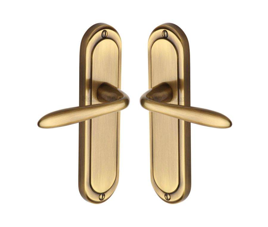 Heritage Brass Antique Brass Henley Door Handle on Plate - Lever Latch