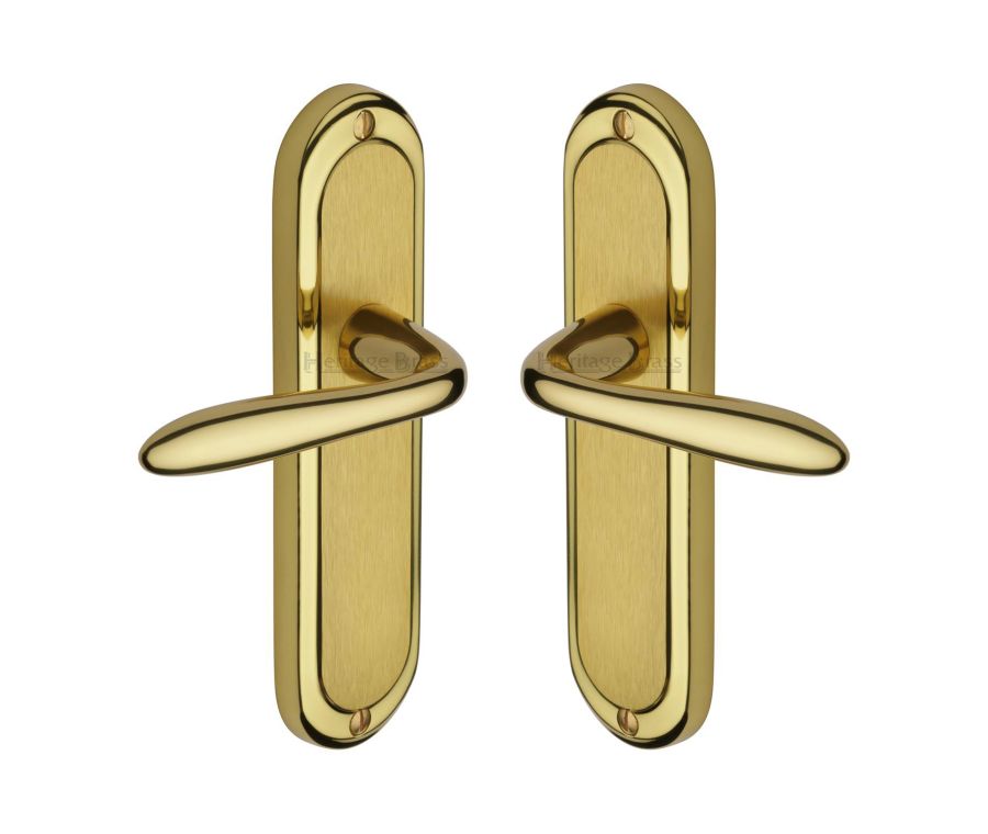 Heritage Brass Mayfair Split Finish Henley Door Handle on Plate - Lever Latch