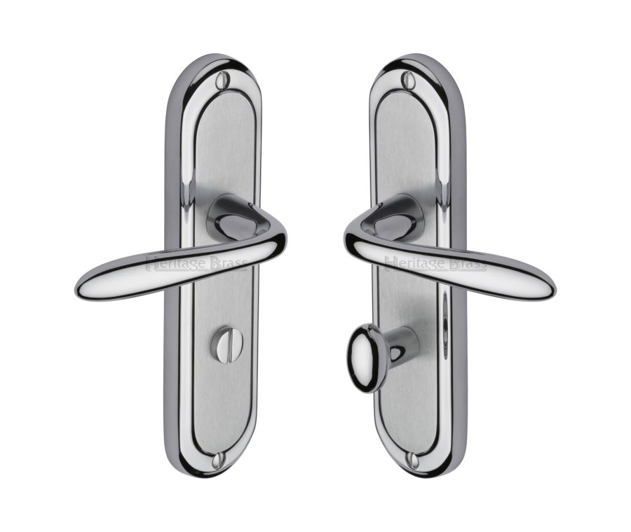 Heritage Brass Apollo Finish Henley Door Handle on Plate - Bathroom Set