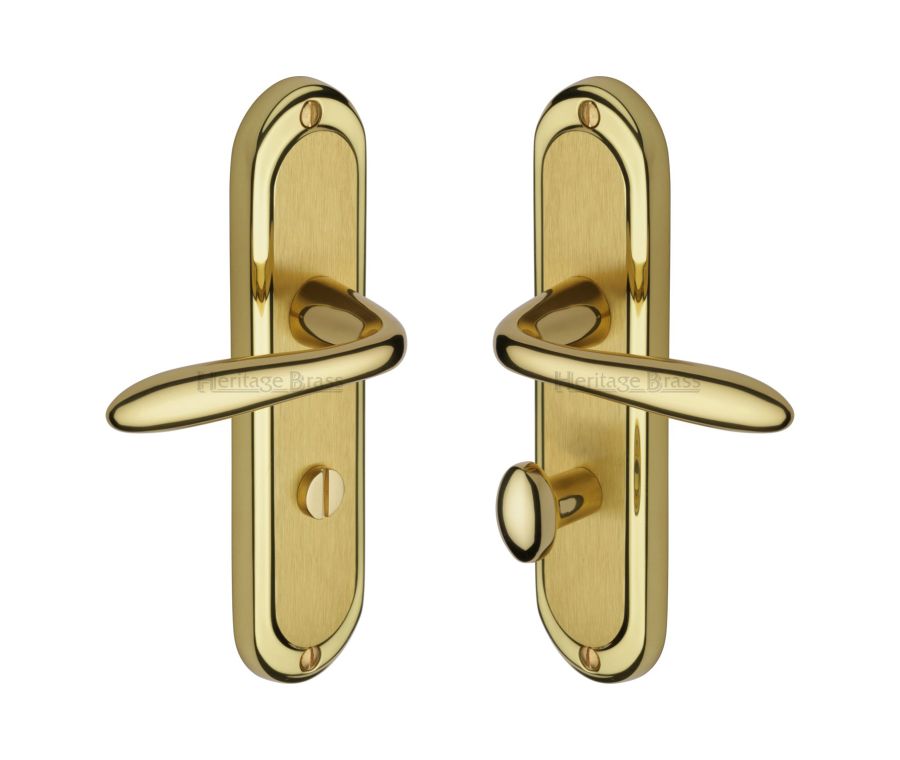 Heritage Brass Mayfair Split Finish Henley Door Handle on Plate - Bathroom Set