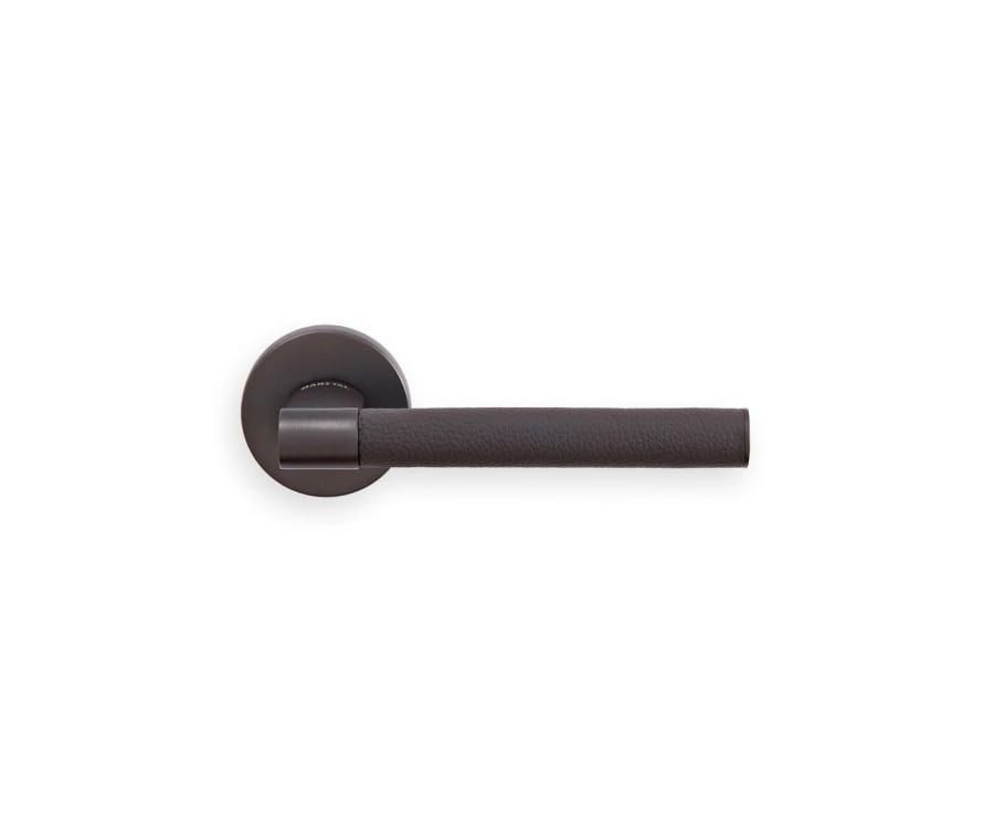 Hey Italian Leather Lever Handle on Rose (Anthracite) Graphite Leather