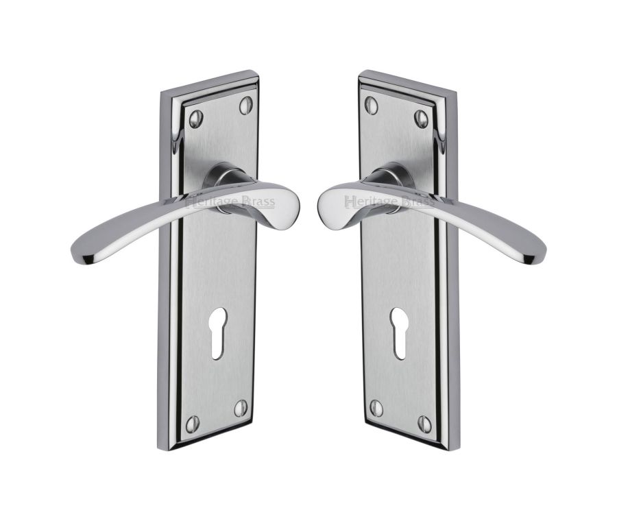 Heritage Brass Apollo Finish Hilton Door Handle on Plate - Lever Lock