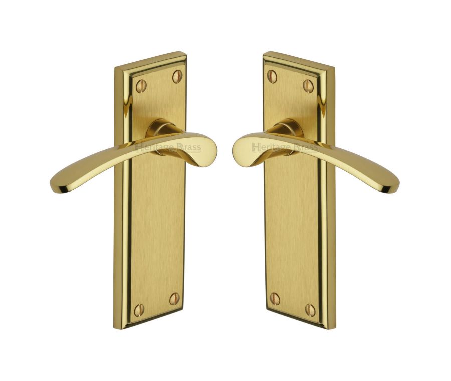 Heritage Brass Mayfair Split Finish Hilton Door Handle on Plate - Lever Latch