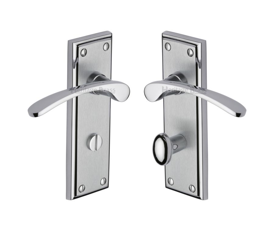 Heritage Brass Apollo Finish Hilton Door Handle on Plate - Bathroom Set