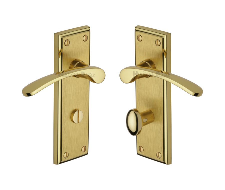 Heritage Brass Mayfair Split Finish Hilton Door Handle on Plate - Bathroom Set