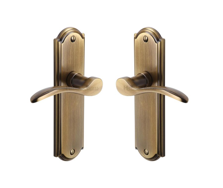 Heritage Brass Antique Brass Howard Door Handle on Plate - Lever Latch