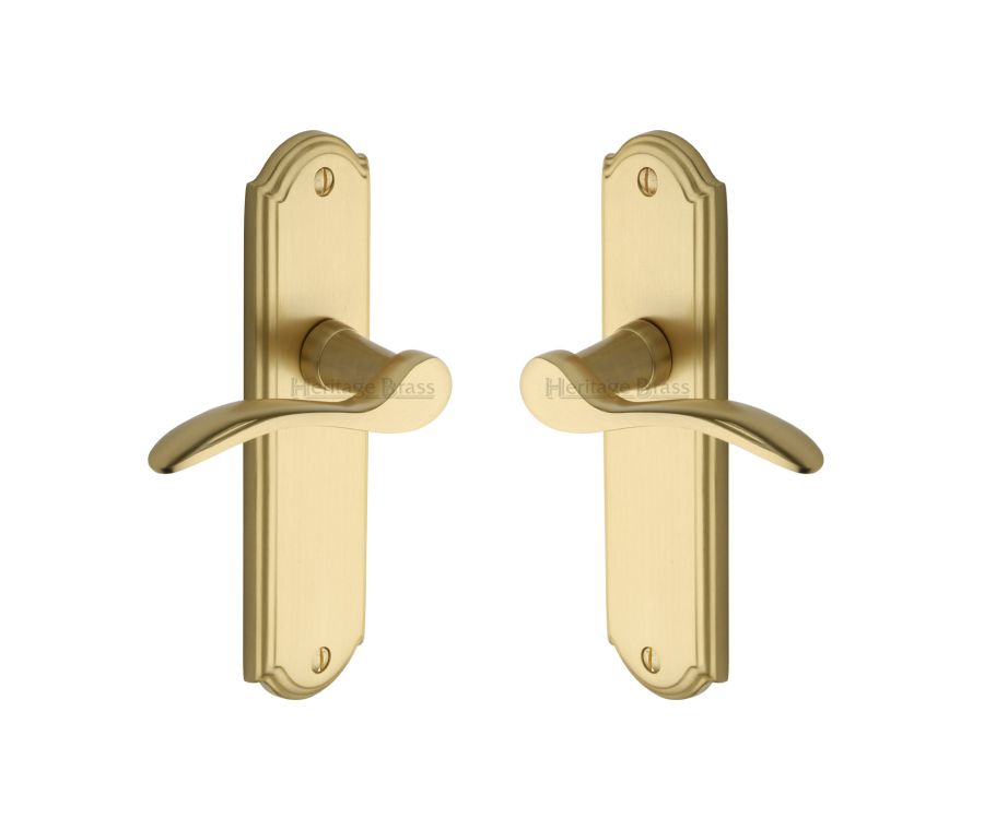Heritage Brass Satin Brass Howard Door Handle on Plate - Lever Latch