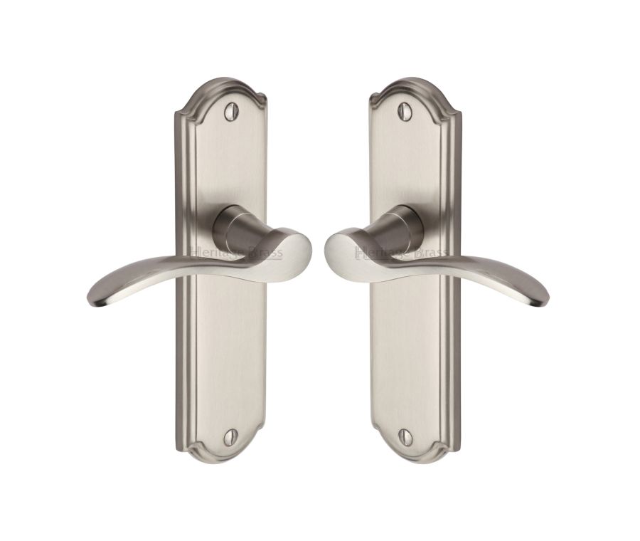 Heritage Brass Satin Nickel Howard Door Handle on Plate - Lever Latch