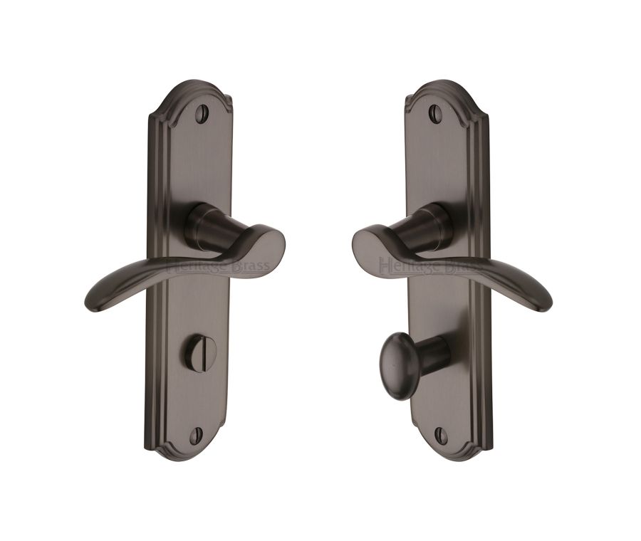 Heritage Brass Matt Bronze Howard Door Handle on Plate - Bathroom Set