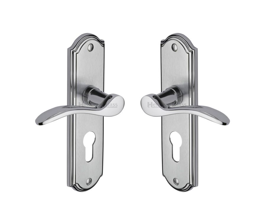 Heritage Brass Apollo Finish Howard Door Handle on Plate - Euro Profile