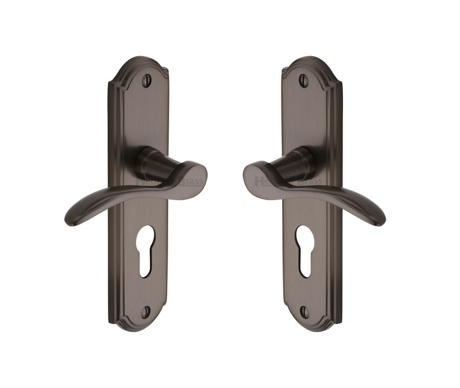 Heritage Brass Matt Bronze Howard Door Handle on Plate - Euro Profile