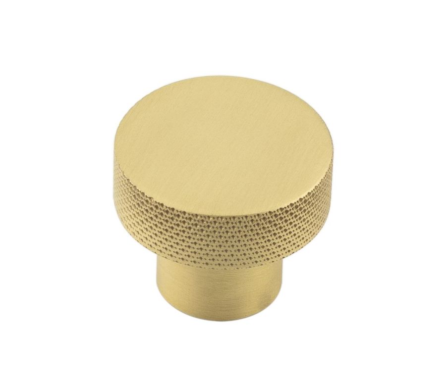 Hoxton Satin Brass Wenlock 30mm Knurled Cupboard Knob | HOX130SB