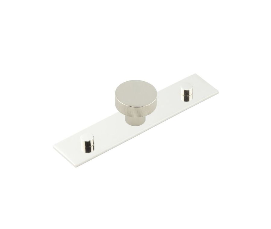 Hoxton Polished Nickel Thaxted 30mm Line Knob on Plain Backplate| HOX230-5090PN