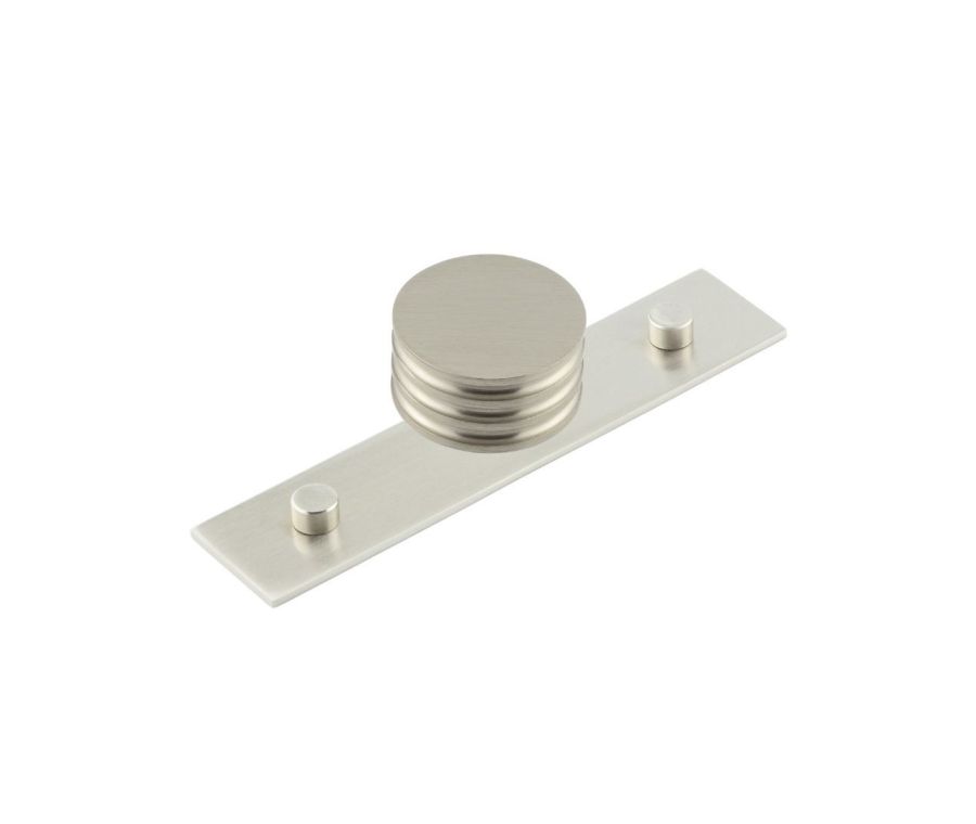 Hoxton Satin Nickel Sturt 40mm Grooved Knob on Plain Backplate| HOX440-5090SN