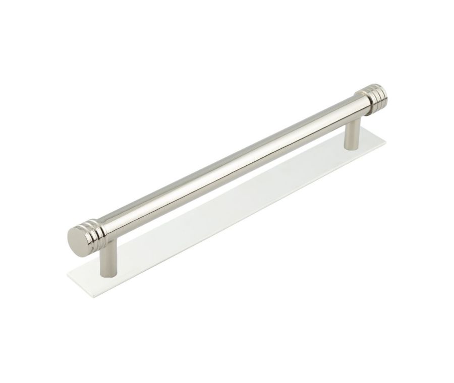 Hoxton Polished Nickel Sturt 224mm Grooved End Cap Handle on Plain Backplate | HOX460-5060PN
