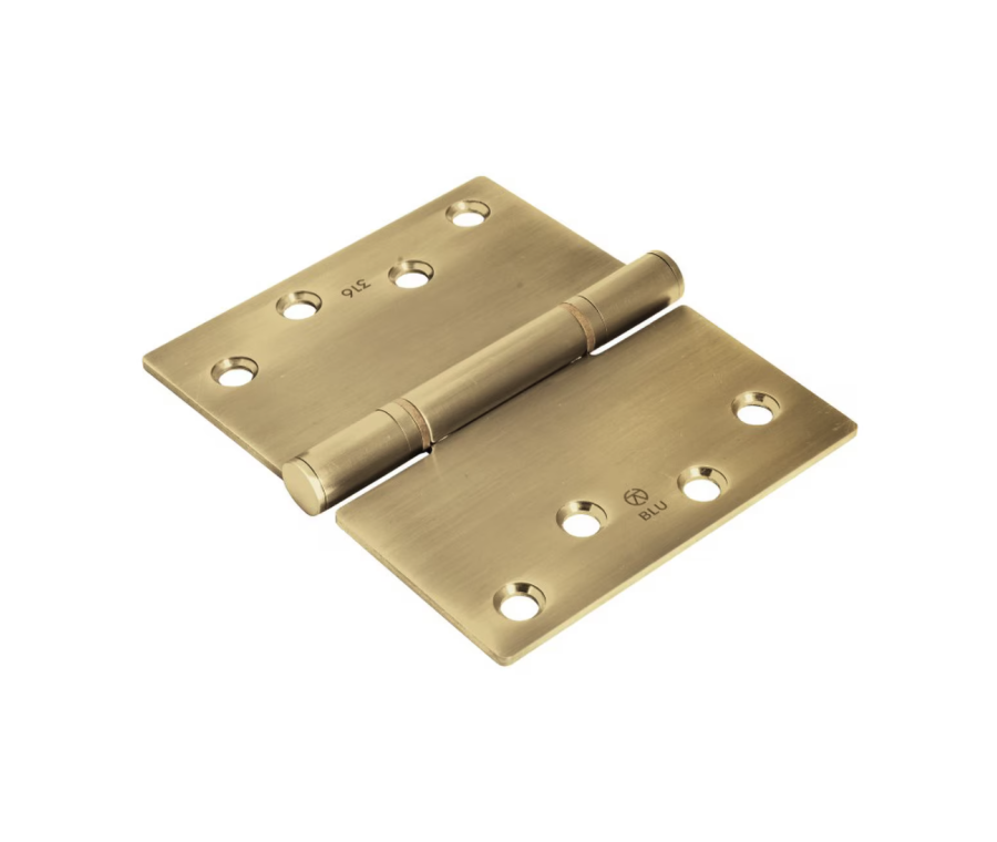 BLU Satin Brass 125 x 102mm Projection Hinge - Square Corner   |  HQ45-PSB