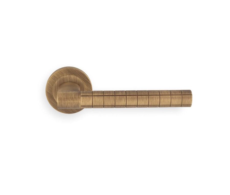 Set Manital Antique Brass Hey Quadra Lever Furniture on round rose | HQ5AB