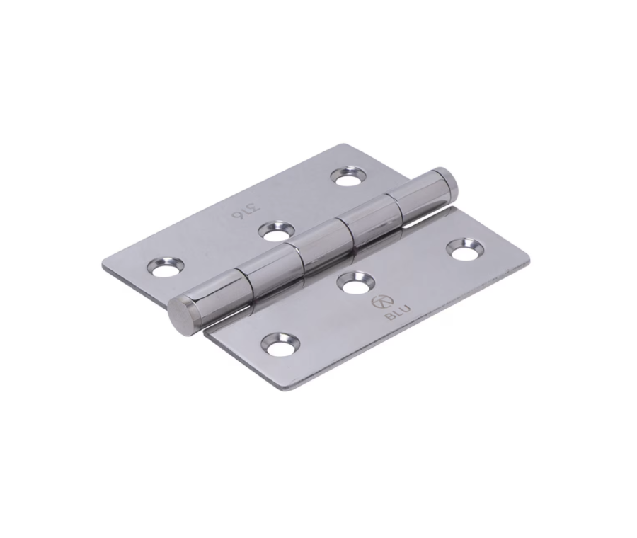Polished Stainless Steel 76 x 66mm Slim Knuckle Window Hinge - Square |  HY3-PSS