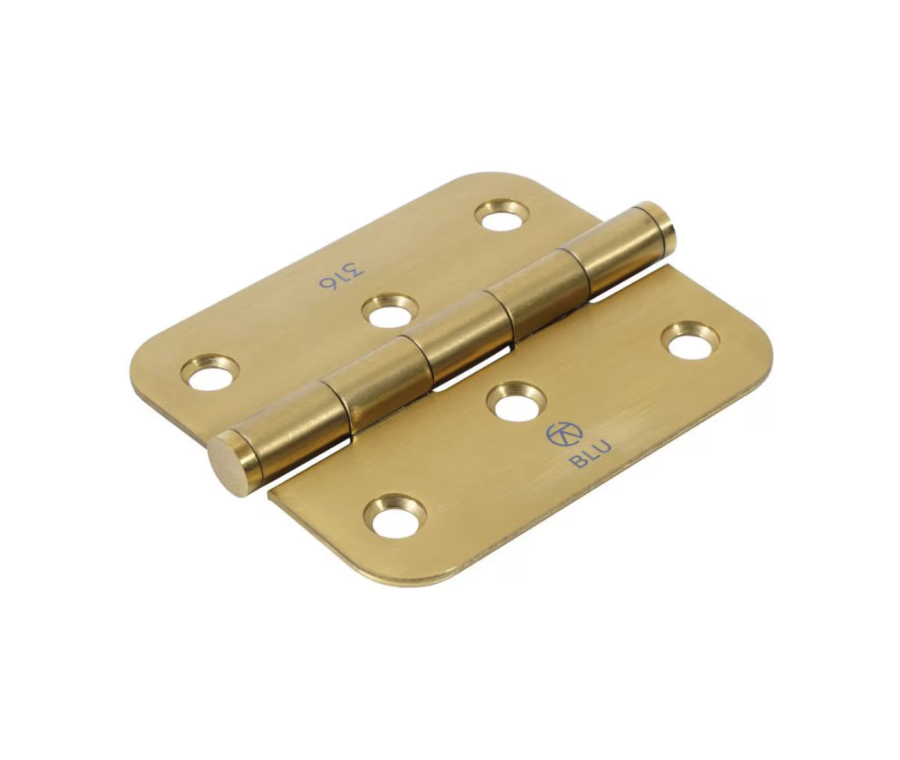 Satin Brass 76 x 66mm Slim Knuckle Window Hinge - Radius |  HY3R-PSB