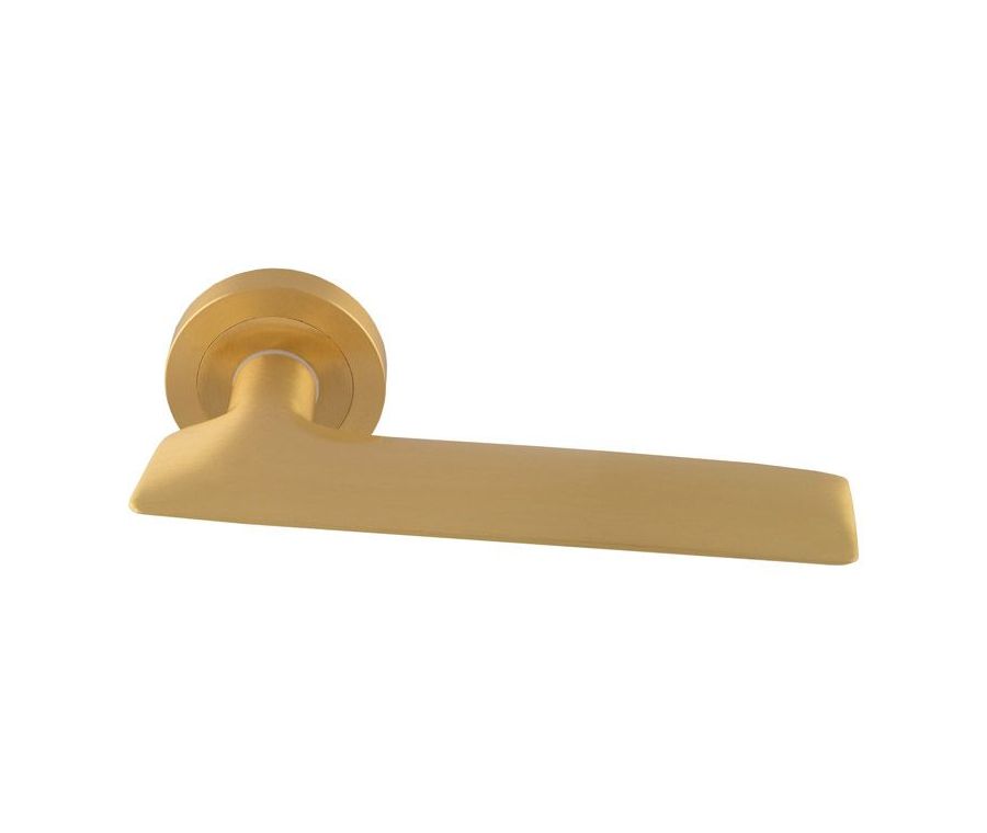 Set Manital Satin Brass Hygge Lever Furniture on square rose | HYD5SB