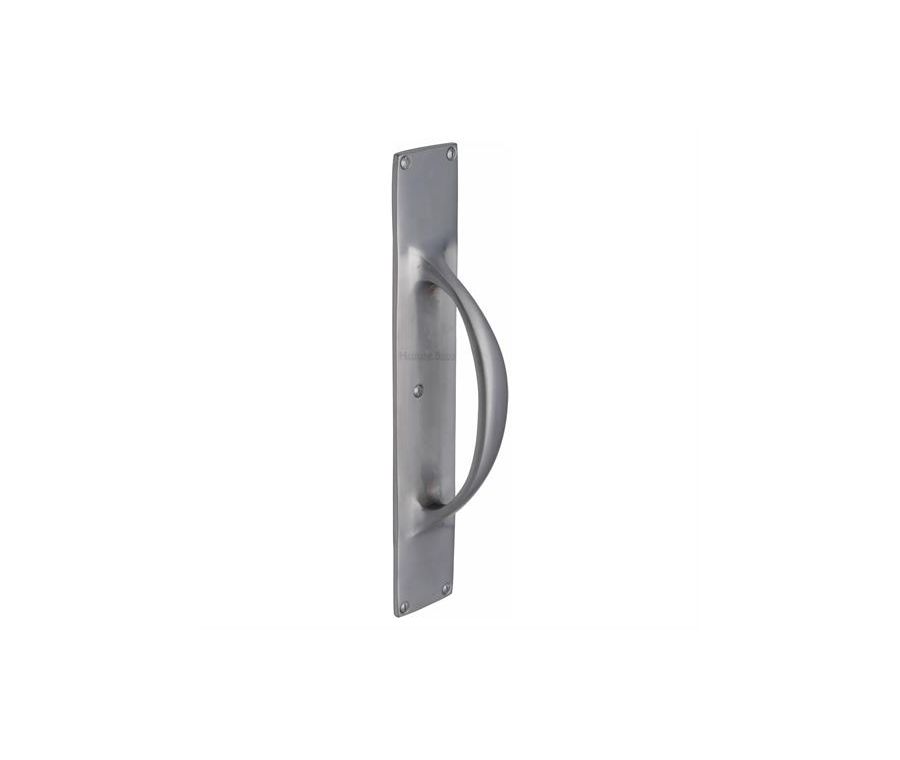Heritage Brass Satin Chrome Door Pull Handle on Plate 195mm