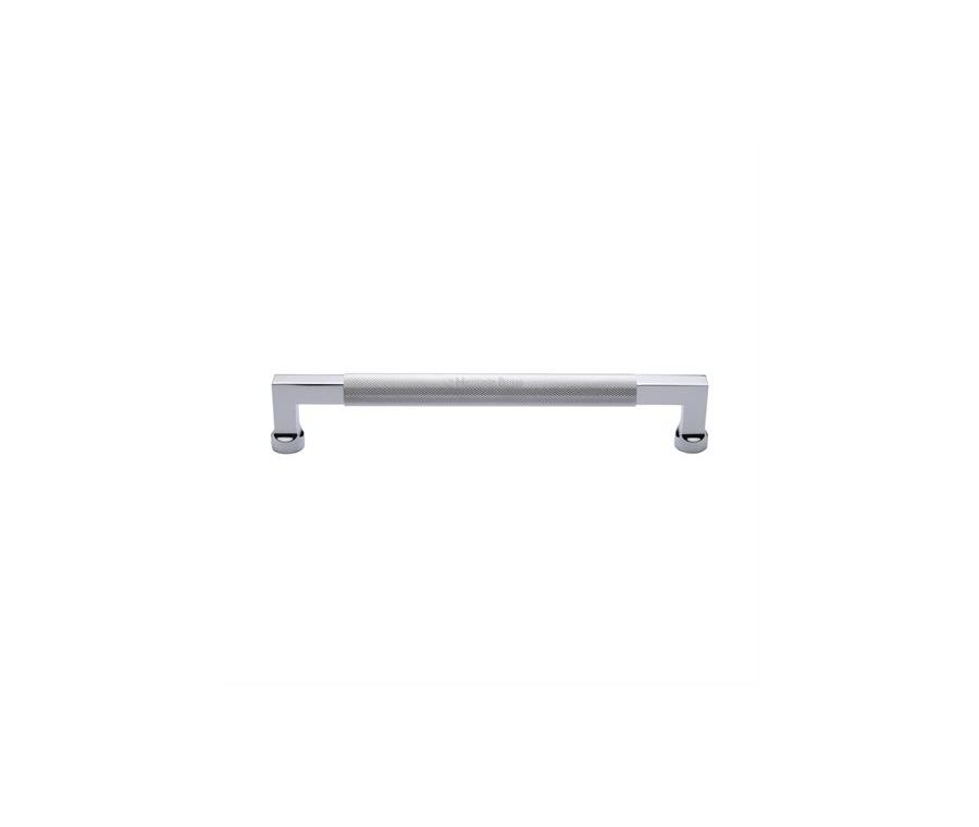 Heritage Brass Polished Chrome Bauhaus Knurled Door Pull Handle 330mm