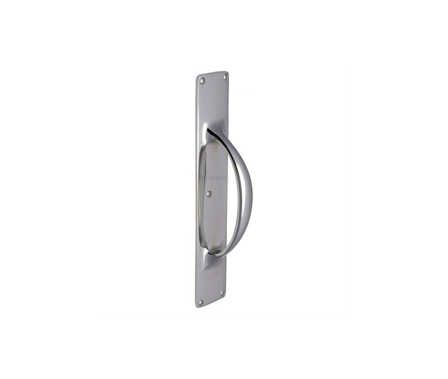 Heritage Brass Polished Chrome Door Pull Handle on Plate 195mm