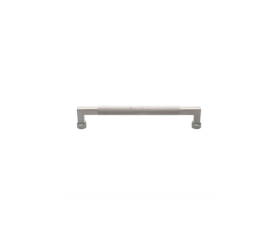 Heritage Brass Satin Nickel Bauhaus Knurled Door Pull Handle 330mm
