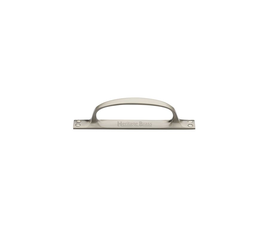 Heritage Brass Satin Nickel Door Pull Handle on Plate Offset 172mm