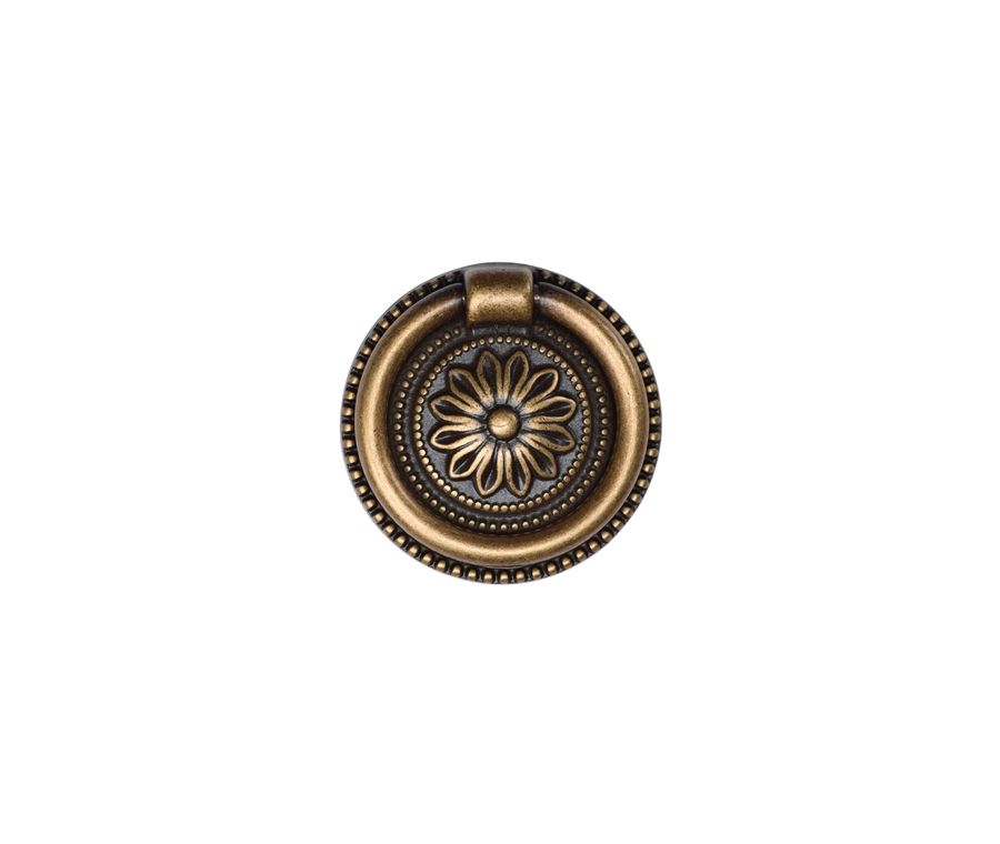 Distressed Brass 47mm Floral Ring Pull | TK2224-047-DBS