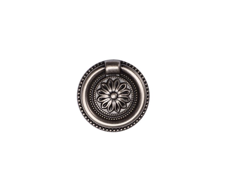 Distressed Pewter 55mm Floral Ring Pull | TK2224-055-DPW